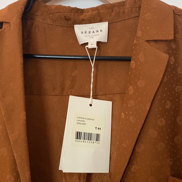 Sezane Rust Button-Up Blouse - Picture 4 of 4